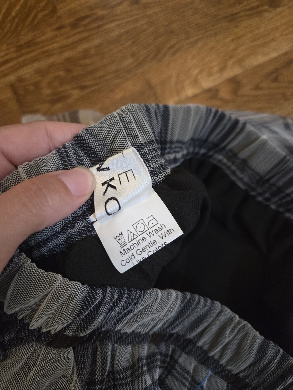 Kate Hewko Plaid High-Low Ruffle Tulle Skirt Gray Black One Size Statement - Picture 7 of 10